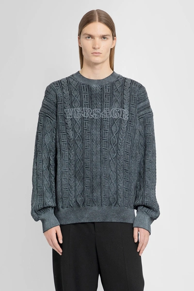 Shop Versace Man Grey Knitwear