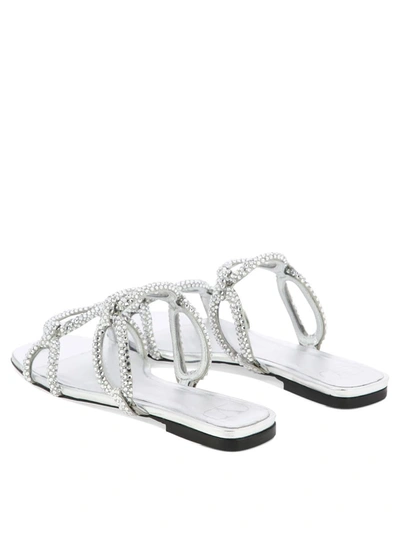 Shop Valentino "chain 1967" Sandals In Silver