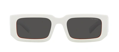Shop Prada Pr 06ys 17m5s0 Rectangle Sunglasses In Grey