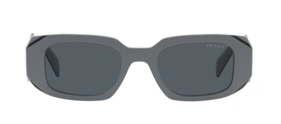 Shop Prada Pr 17ws 11n09t Rectangle Sunglasses In Grey