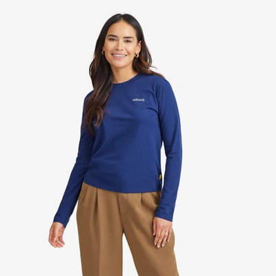 Shop Allbirds Women's Organic Cotton Long Sleeve Tee In Logo - Deep Navy
