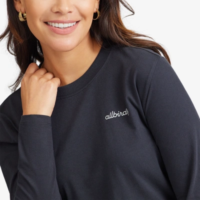 Shop Allbirds Women's Organic Cotton Long Sleeve Tee In Logo - Natural Black