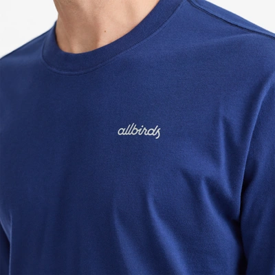 Shop Allbirds Men's Organic Cotton Long Sleeve Tee In Logo - Deep Navy