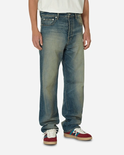 Shop Kenzo Asagao Straight Fit Jeans Stone Bleached In Blue