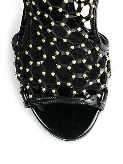 Shop Tamara Mellon Submission Studded Patent Leather Sandals In Black
