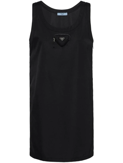 Shop Prada Re-nylon Mini Dress In Nero