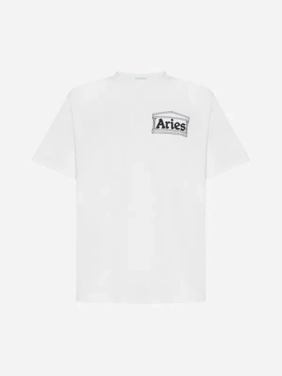 Shop Aries Temple Logo Cotton T-shirt In White