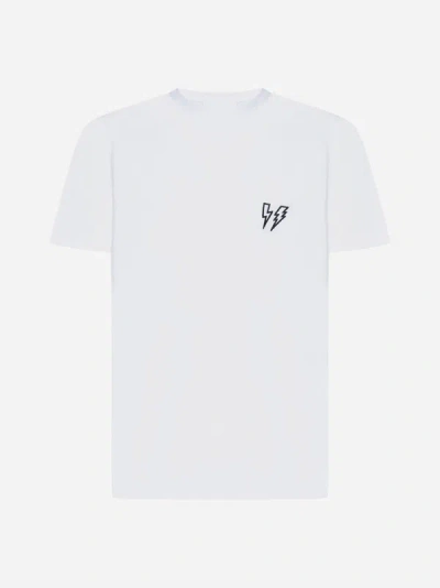 Shop Neil Barrett Double Bolt Cotton T-shirt In White,black