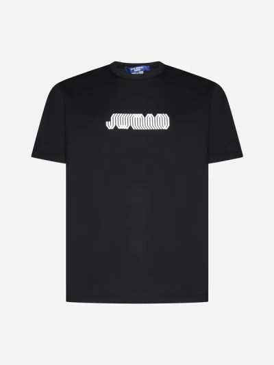 Shop Junya Watanabe Logo Cotton T-shirt In Black,white