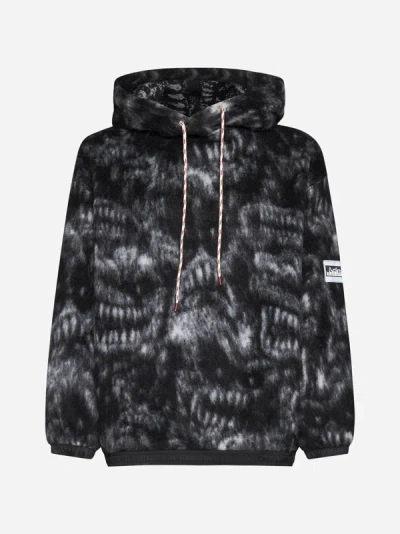 Aries Logo-patch Drawstring Hoodie In Black