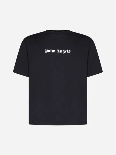 Shop Palm Angels Logo Cotton T-shirt In Black,white