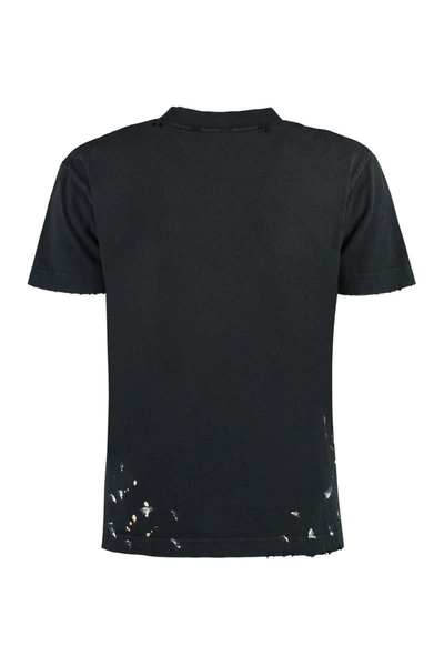 Shop Balenciaga Printed Cotton T-shirt In Black