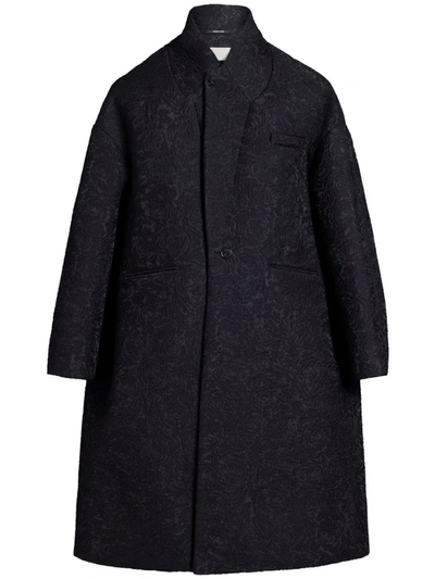 Shop Maison Margiela Patterned-jacquard Oversized Coat In Black