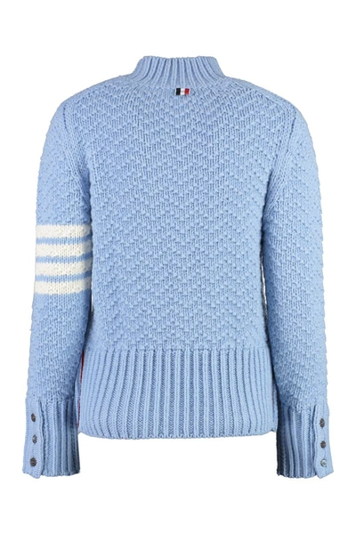 Shop Thom Browne Turtleneck Wool Pullover In Light Blue