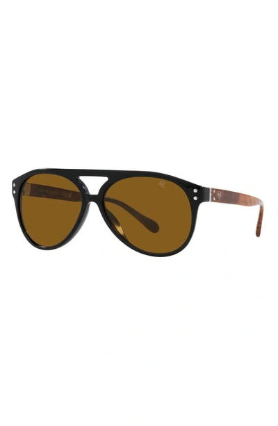Shop Ralph Lauren 59mm Aviator Sunglasses In Black