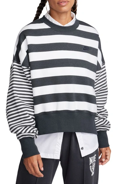 Shop Nike Sportswear Phoenix Stripe Oversize Sweatshirt In Off Noir