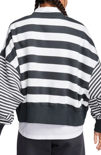 Shop Nike Sportswear Phoenix Stripe Oversize Sweatshirt In Off Noir