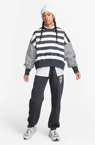 Shop Nike Sportswear Phoenix Stripe Oversize Sweatshirt In Off Noir
