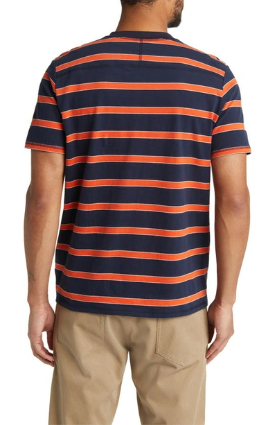 Shop Good Man Brand Stripe Victory V-notch Premium Jersey T-shirt In Sky Captain/ Orange Stripe
