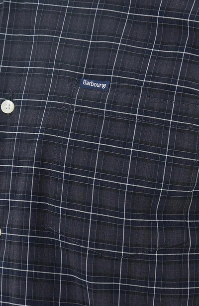 Shop Barbour Lomond Plaid Stretch Cotton Button-down Shirt In Black Slate