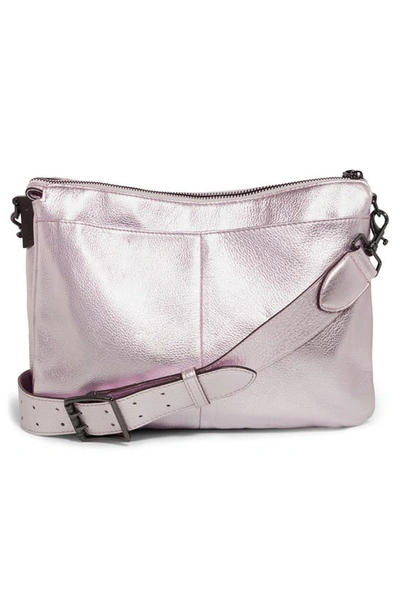 Shop Aimee Kestenberg Famous Leather Large Crossbody Bag In Rose Metallic