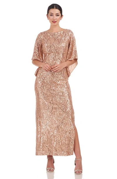 Shop Js Collections Lorelei Sequin Gown In Warm Gold