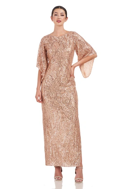 Shop Js Collections Lorelei Sequin Gown In Warm Gold