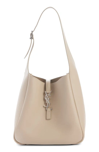 Shop Saint Laurent Small Le 5 À 7 Suede Hobo Bag In Sea Salt