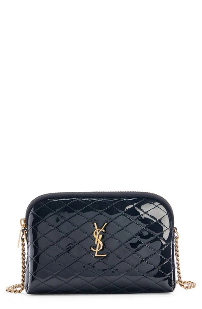 Shop Saint Laurent Gaby Cassandre Quilted Leather Crossbody Pouch In Nero