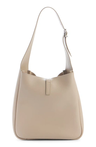 Saint Laurent Le 5 A 7 Small Ysl Hobo Bag In Smooth Supple Leather In Sea Salt