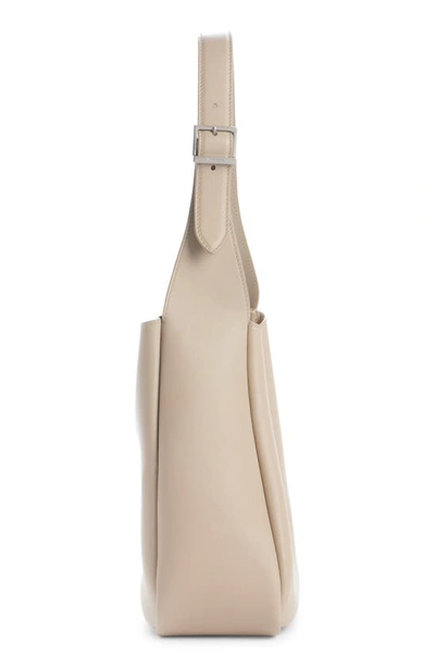 Saint Laurent Le 5 A 7 Small Ysl Hobo Bag In Smooth Supple Leather In Sea Salt