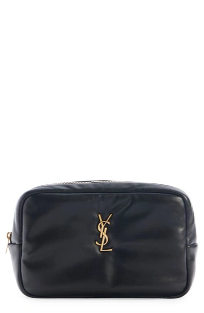 Shop Saint Laurent Cassandre Baby Leather Pouch In Nero