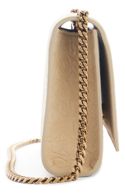 Shop Saint Laurent Small Kate Croc Embossed Leather Shoulder Bag In Nougat Beige