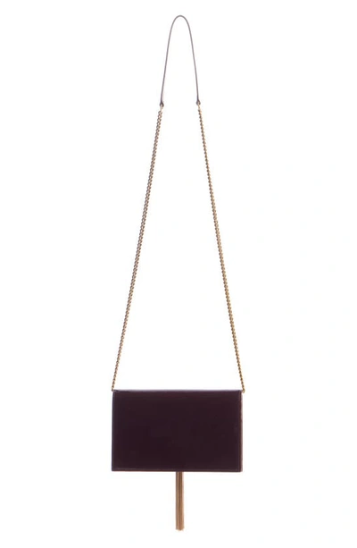 Saint Laurent Kate Small Tassel Ysl Wallet On Chain In Patent Leather In Dark Red Wine
