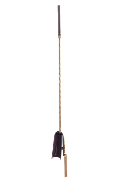 Saint Laurent Kate Small Tassel Ysl Wallet On Chain In Patent Leather In Dark Red Wine