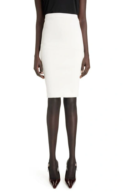 Shop Saint Laurent Rib Pencil Skirt In Naturel