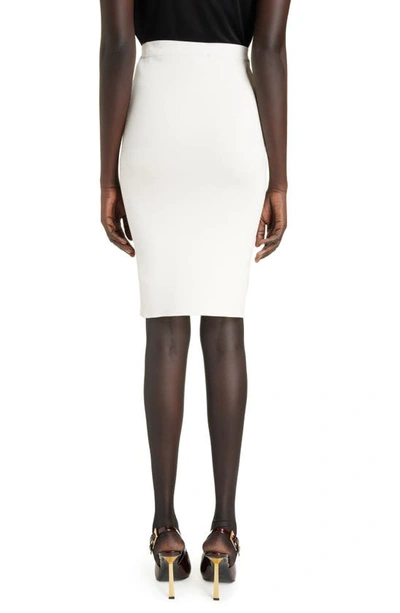 Shop Saint Laurent Rib Pencil Skirt In Naturel