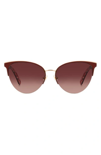 Shop Kate Spade Izara 57mm Gradient Cat Eye Sunglasses In Red/ Burgundy Shaded