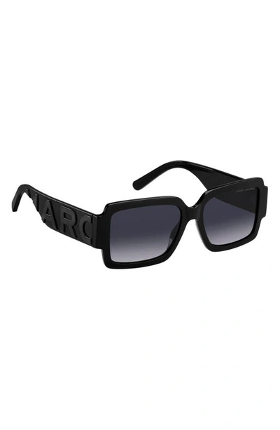 Shop Marc Jacobs 55mm Gradient Rectangular Sunglasses In Black Grey/ Grey Shaded