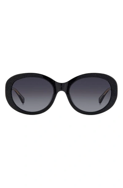 Shop Kate Spade Avah 56mm Gradient Round Sunglasses In Black/ Grey Shaded