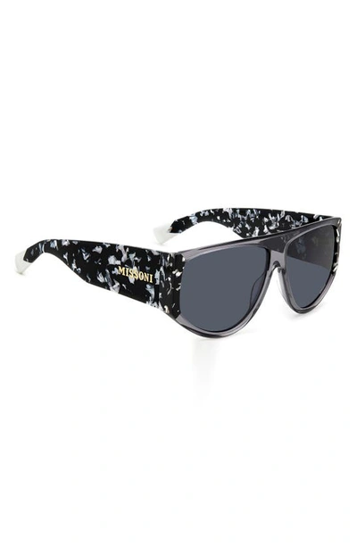Shop Missoni 61mm Flat Top Sunglasses In Grey Mirror Black/ Grey
