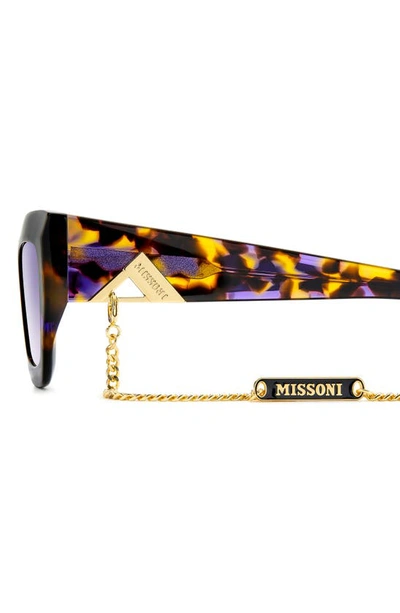 Shop Missoni 53mm Cat Eye Chain Sunglasses In Havana Violet/ Violet Shaded