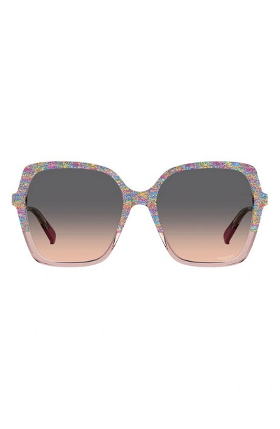 Shop Missoni 57mm Square Sunglasses In Pink Pattern Multi/ Grey Pink