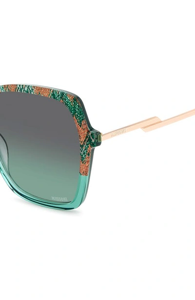 Shop Missoni 57mm Square Sunglasses In Pattern Pink Green/ Gray Green