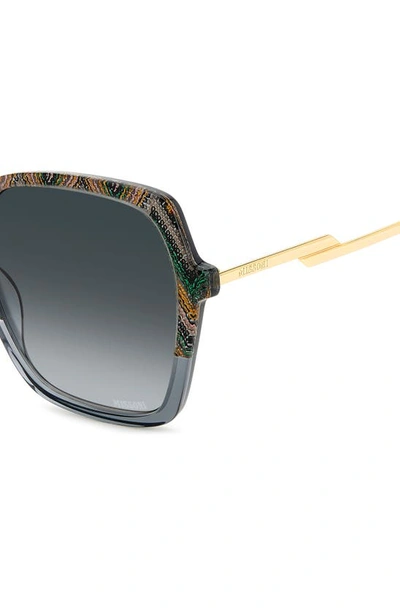 Shop Missoni 57mm Square Sunglasses In Grey Pattern Green/ Grey