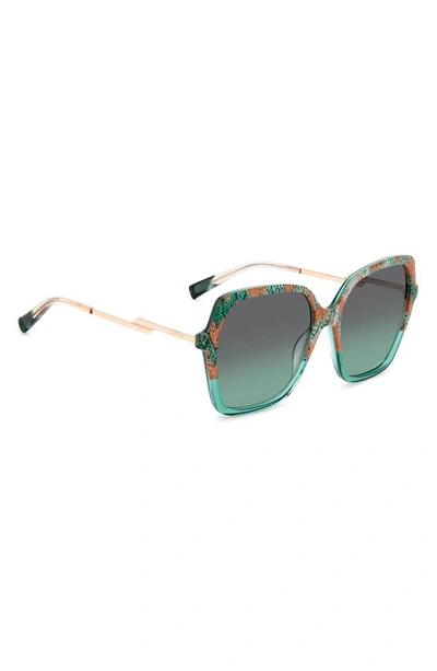 Shop Missoni 57mm Square Sunglasses In Pattern Pink Green/ Gray Green
