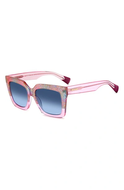 Shop Missoni 55mm Square Sunglasses In Pink Pattern Multi/ Blue