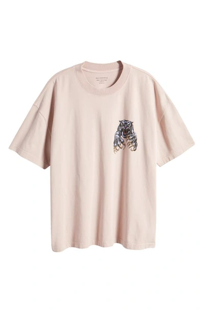 Shop Allsaints Beast Cotton Graphic T-shirt In Floss Pink