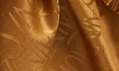 Shop Saint Laurent Grand Allover Logo Silk & Wool Scarf In Golden Brown