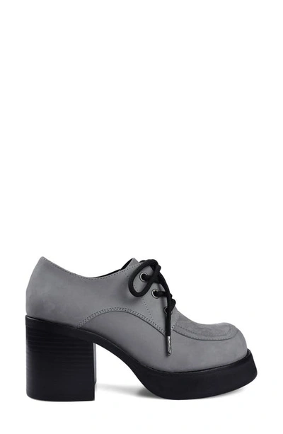 Ziginy Funk Platform Derby In Dusty Blue Leather